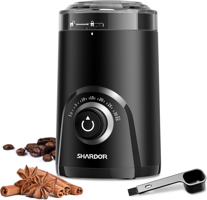 SHARDOR Electric Super Silent Blade Coffee Grinder, Timed Grind Control Rotary Knob, Adjustable Coarse to Fine for Coffee Beans, Spices & Herbs, Black - Image 1